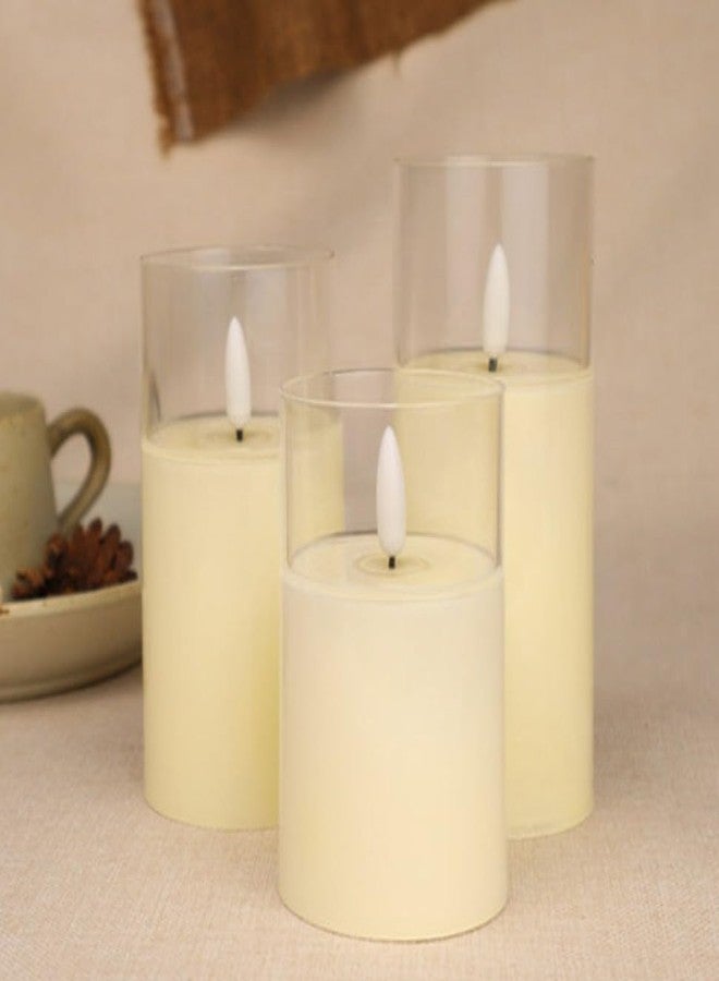 VRB Dec مجموعة شموع عمودية من 3 قطع من VRB Dec، شموع أكريليك بدون لهب أو دخان، شموع زينة LED، مثالية للإهداء، للمنزل، ديوالي، عيد الميلاد، شمعة زينة، عيد ميلاد (موديل - 2) - Image 4